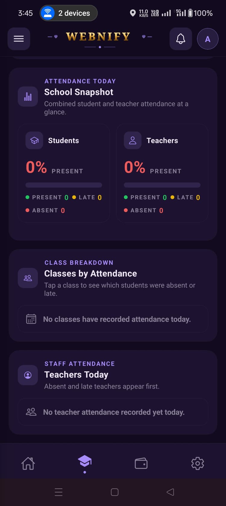 School snapshot — students + teachers